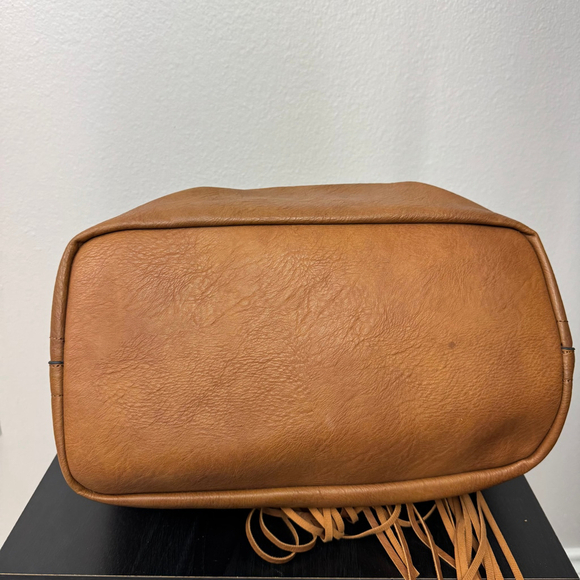 Fringe Hobo Crossbody Bag Brown Convertible Western Faux Leather - Picture 7 of 14